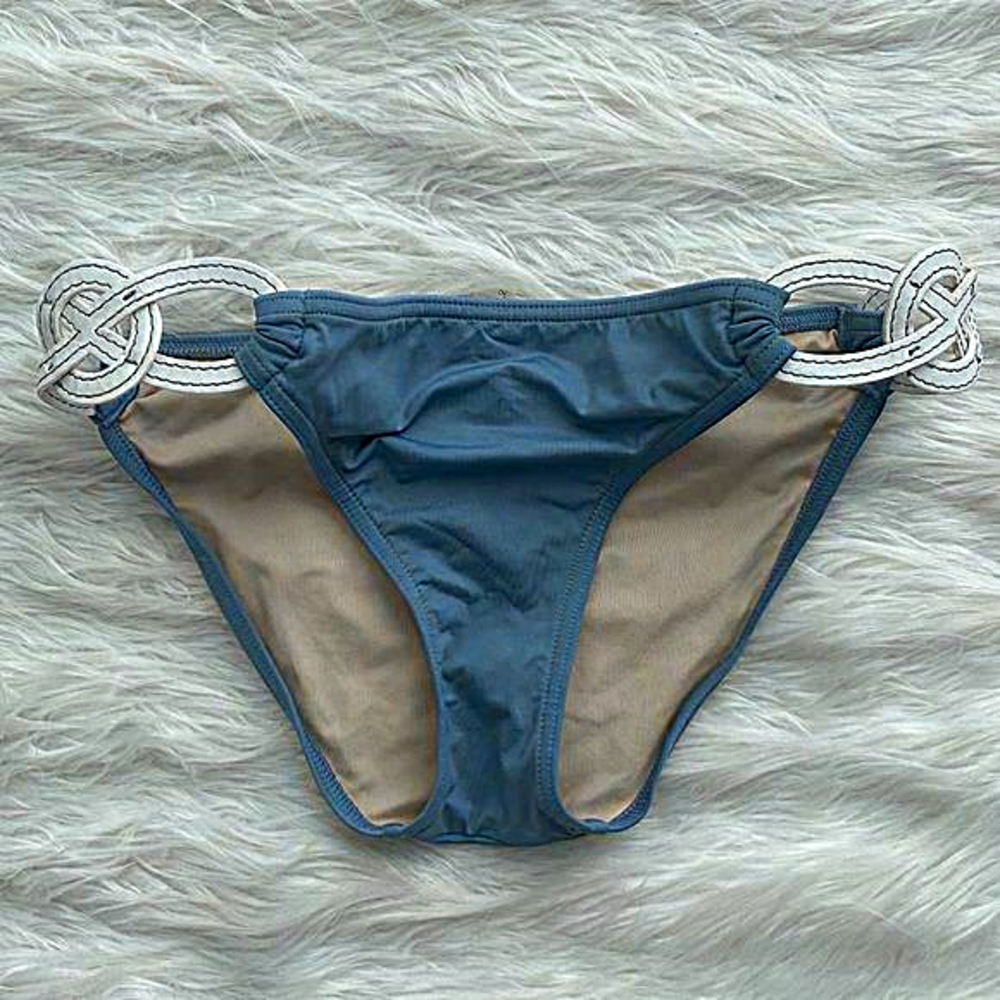 Victoria’s Secret | Powder Blue & White Leather Bikini Bottoms